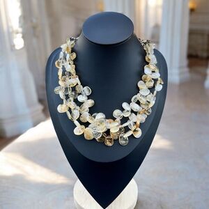 Luisa Della Salda Citrine Cluster Necklace Sterling Silver Gemstone Statement